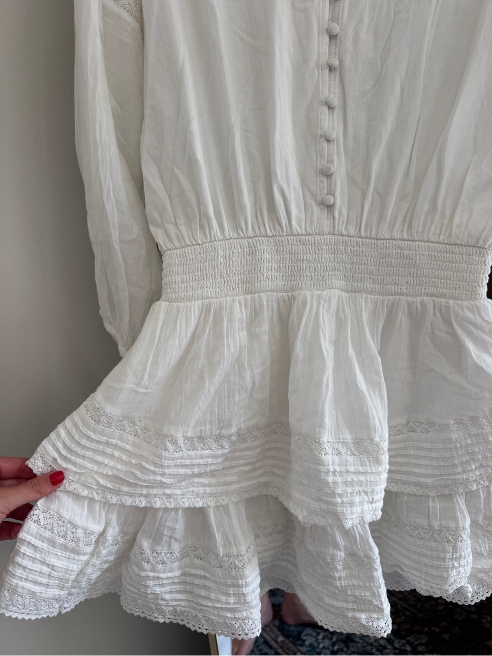 Aerie White Quarter Sleeve Ruffle Mini Dress - Picture 5 of 6